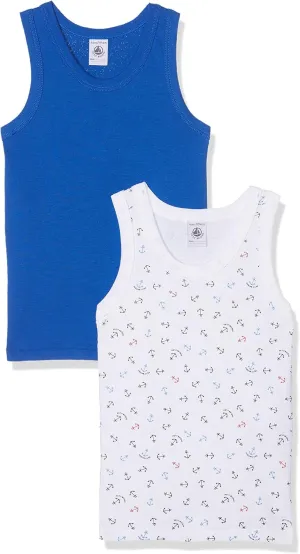 Petit Bateau Set of 2 Boys Tank Tops Style 28128 Sizes 2-12 (Size 2 Style 28128 Boys Undershirts) Multi