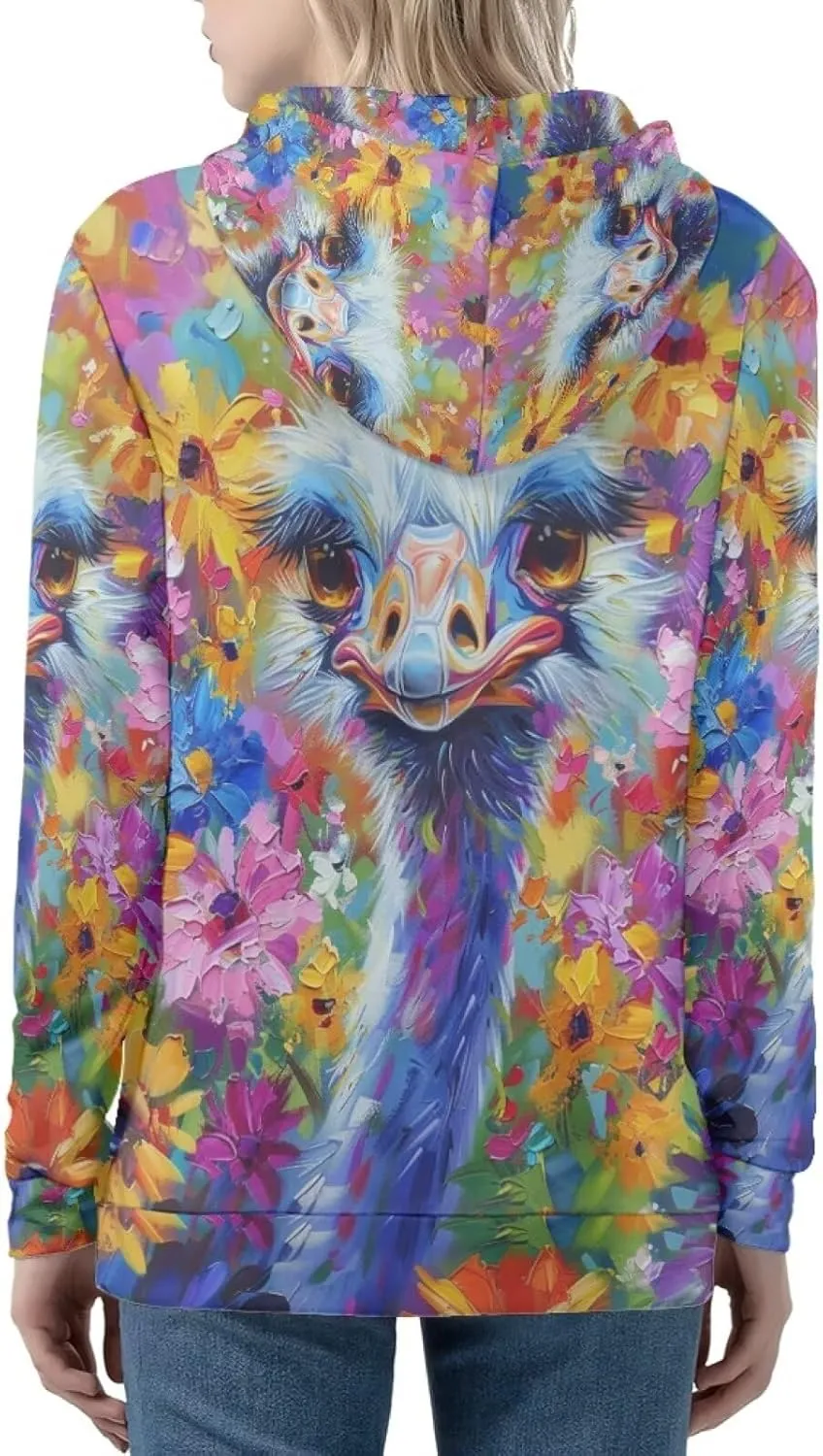 PinUp Angel Women Zip Up Hoodie Art Animal Oil Painting Graphic Oversized Hooded Sweatshirt Jacket Coats Streetwear