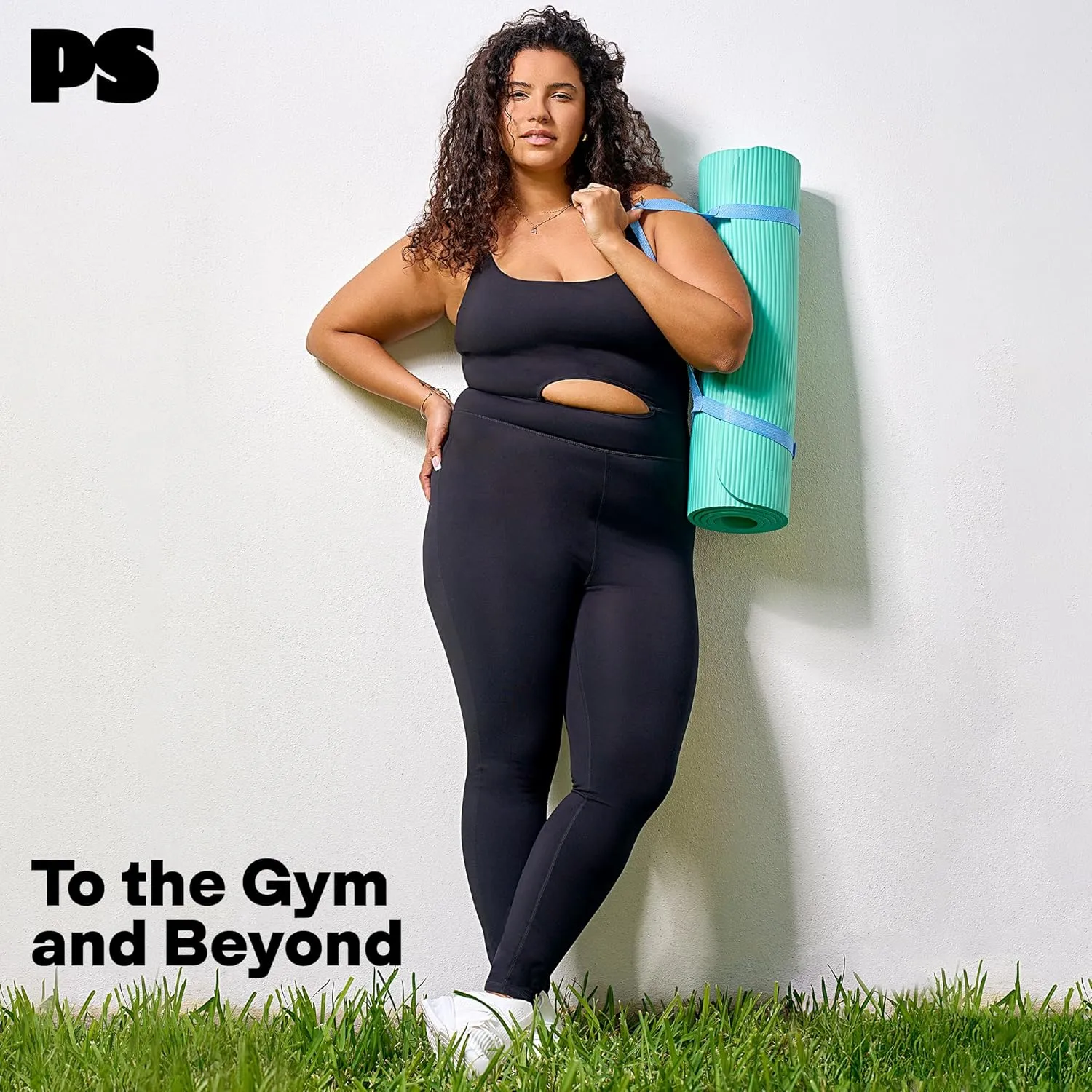 POPSUGAR PS One Piece Black Jumpsuit for Women, Sleeveless Bodysuit Workout Womens Jumpsuits Romper with Shelf Bra Built in