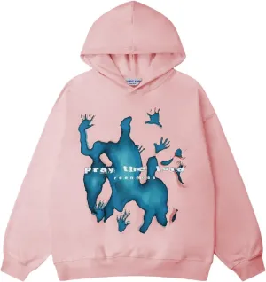 Pray the Lord Hoodies for Women Abstraction Shadow Long Sleeve Oversized Sweatshirt Casual Pullover Tops Streetwear