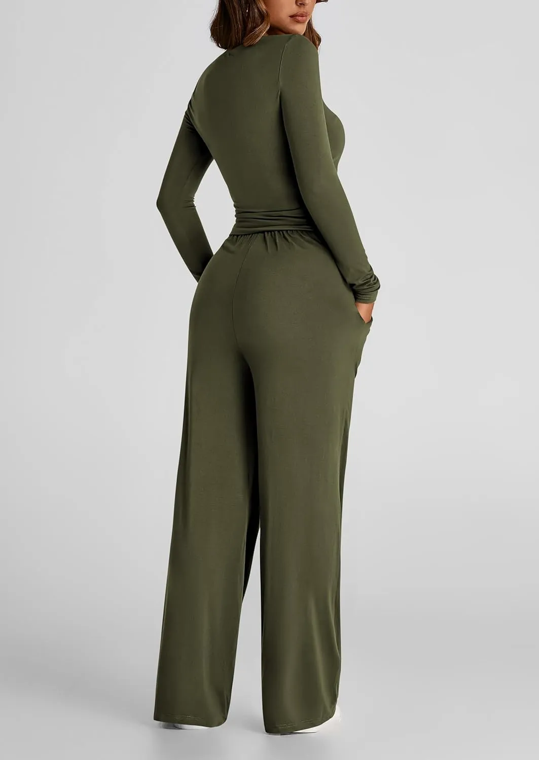 PRETTYGARDEN Women's Spring Fall Two Piece Outfits Tracksuits Long Sleeve Crop Tee Shirts Wide Leg Pants Matching Lounge Sets