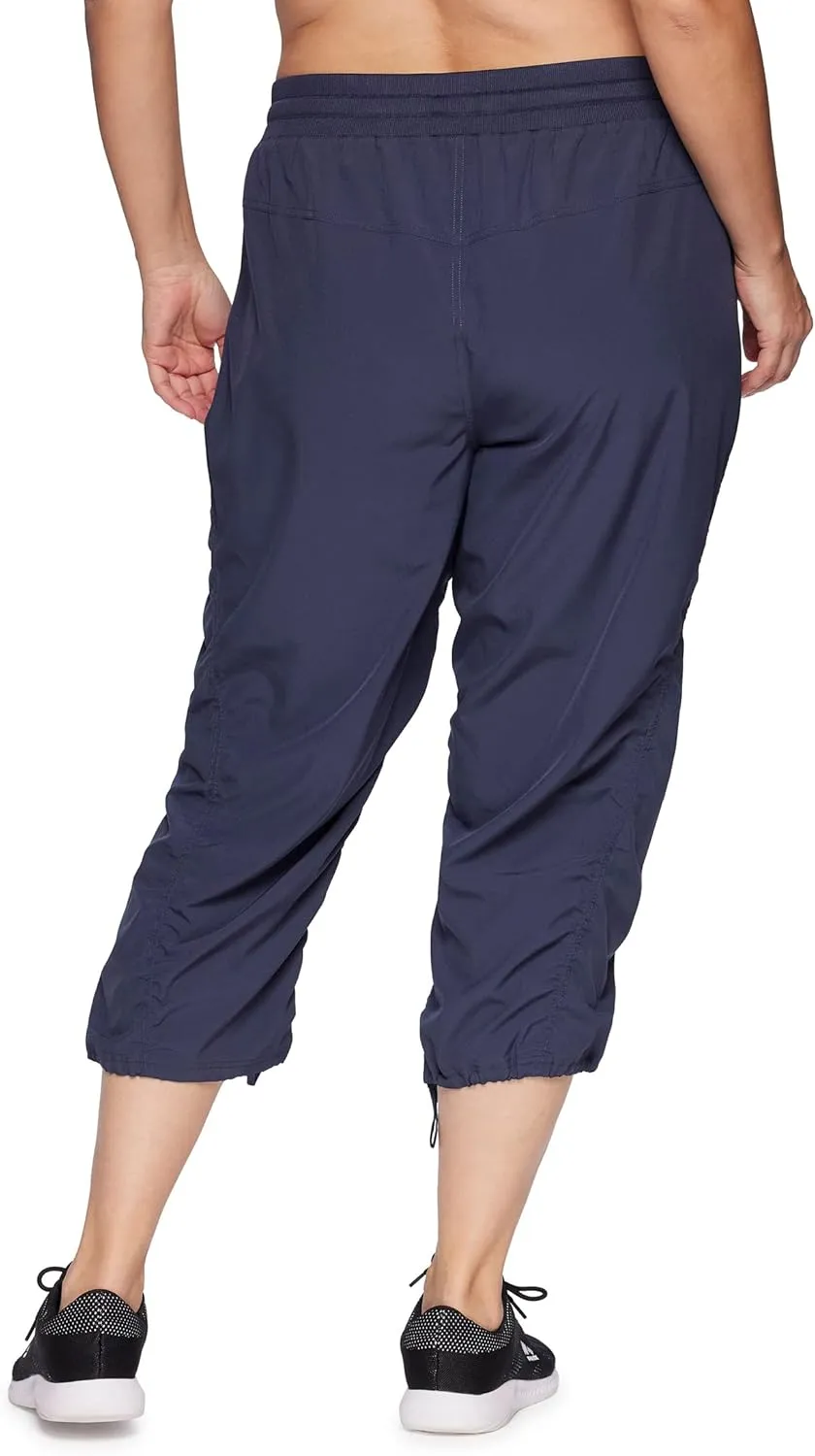RBX Women's Plus Size Woven Lightweight Drawstring Capri Pant