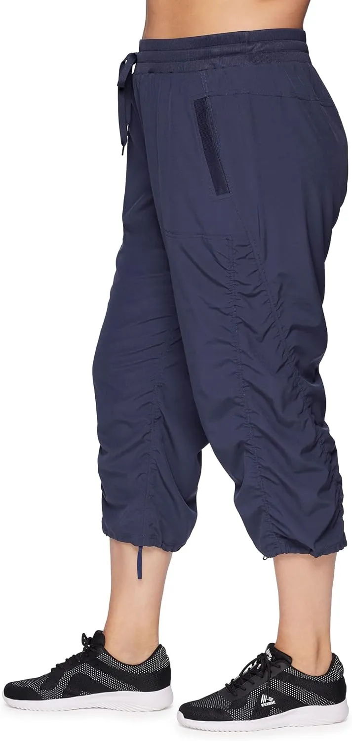 RBX Women's Plus Size Woven Lightweight Drawstring Capri Pant
