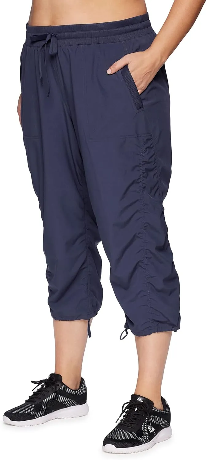 RBX Women's Plus Size Woven Lightweight Drawstring Capri Pant