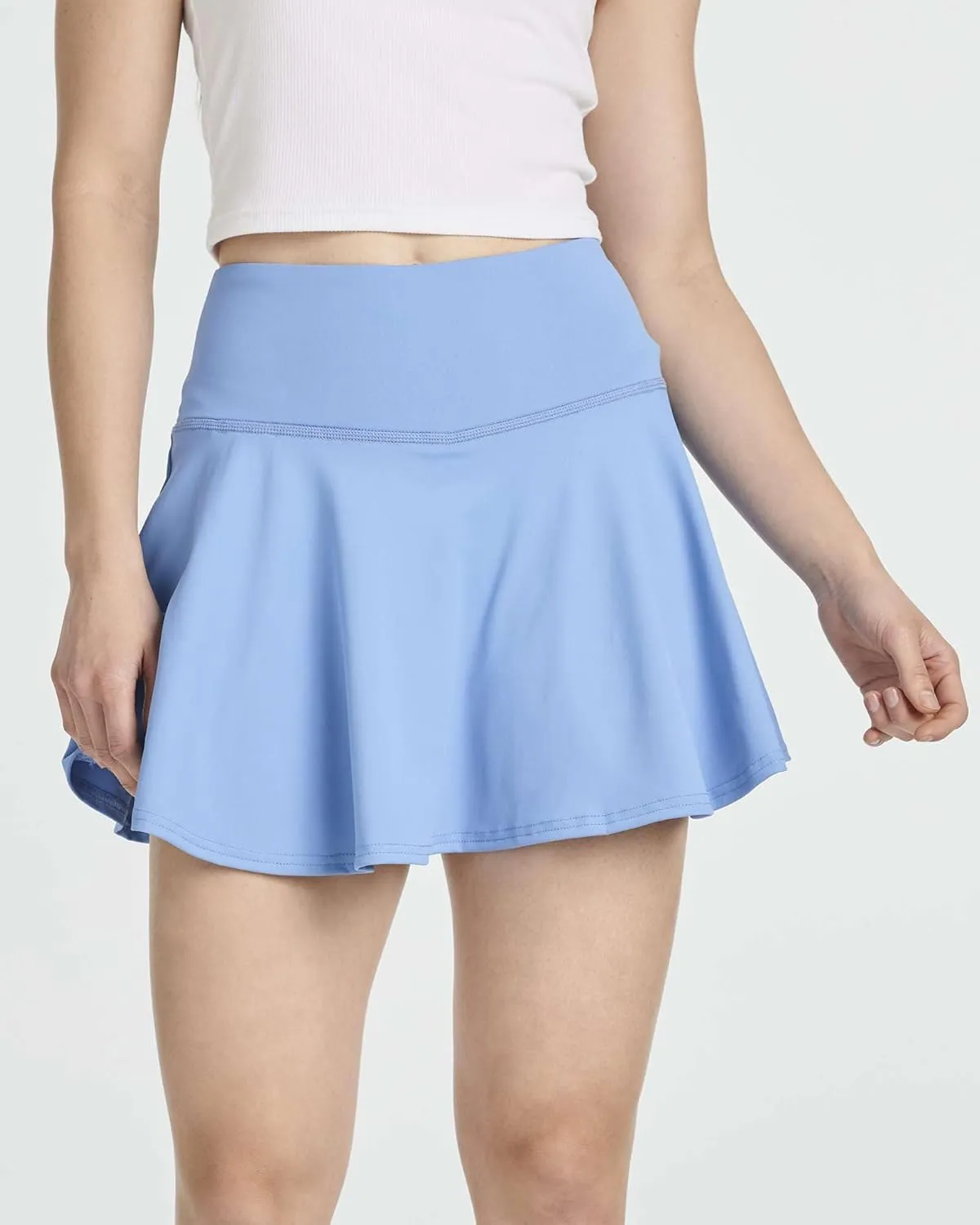 Real Essentials 4 Pack: Women's High Waisted Tennis Skirts Skater Skort Tummy Control Golf Shorts Pockets (Available in Plus)