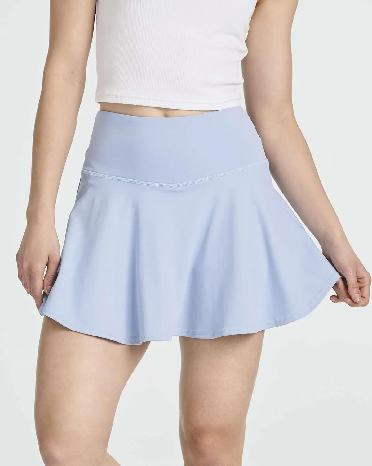 Real Essentials 4 Pack: Women's High Waisted Tennis Skirts Skater Skort Tummy Control Golf Shorts Pockets (Available in Plus)