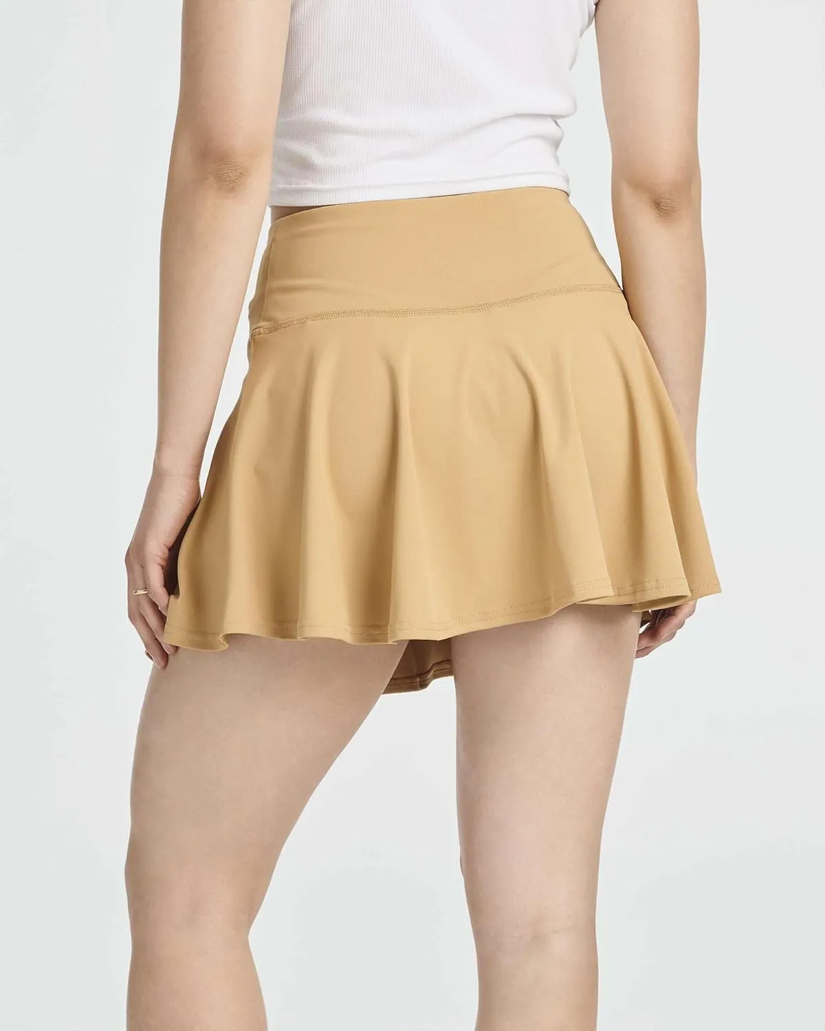 Real Essentials 4 Pack: Women's High Waisted Tennis Skirts Skater Skort Tummy Control Golf Shorts Pockets (Available in Plus)