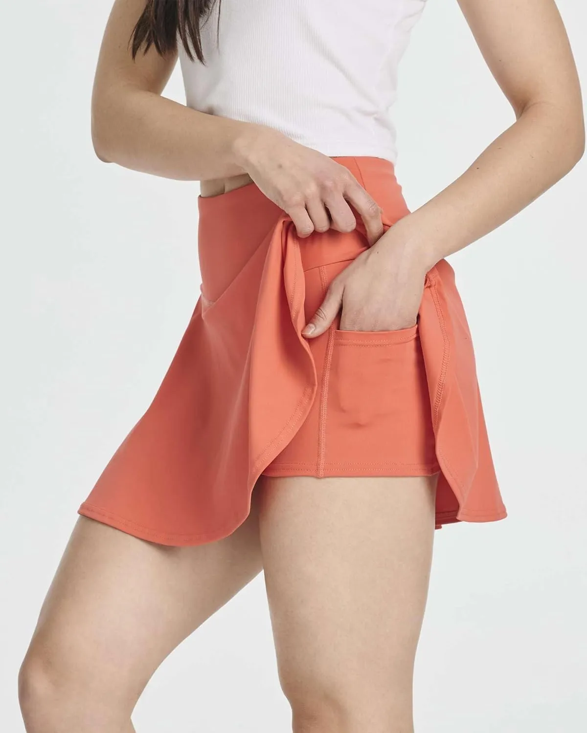 Real Essentials 4 Pack: Women's High Waisted Tennis Skirts Skater Skort Tummy Control Golf Shorts Pockets (Available in Plus)