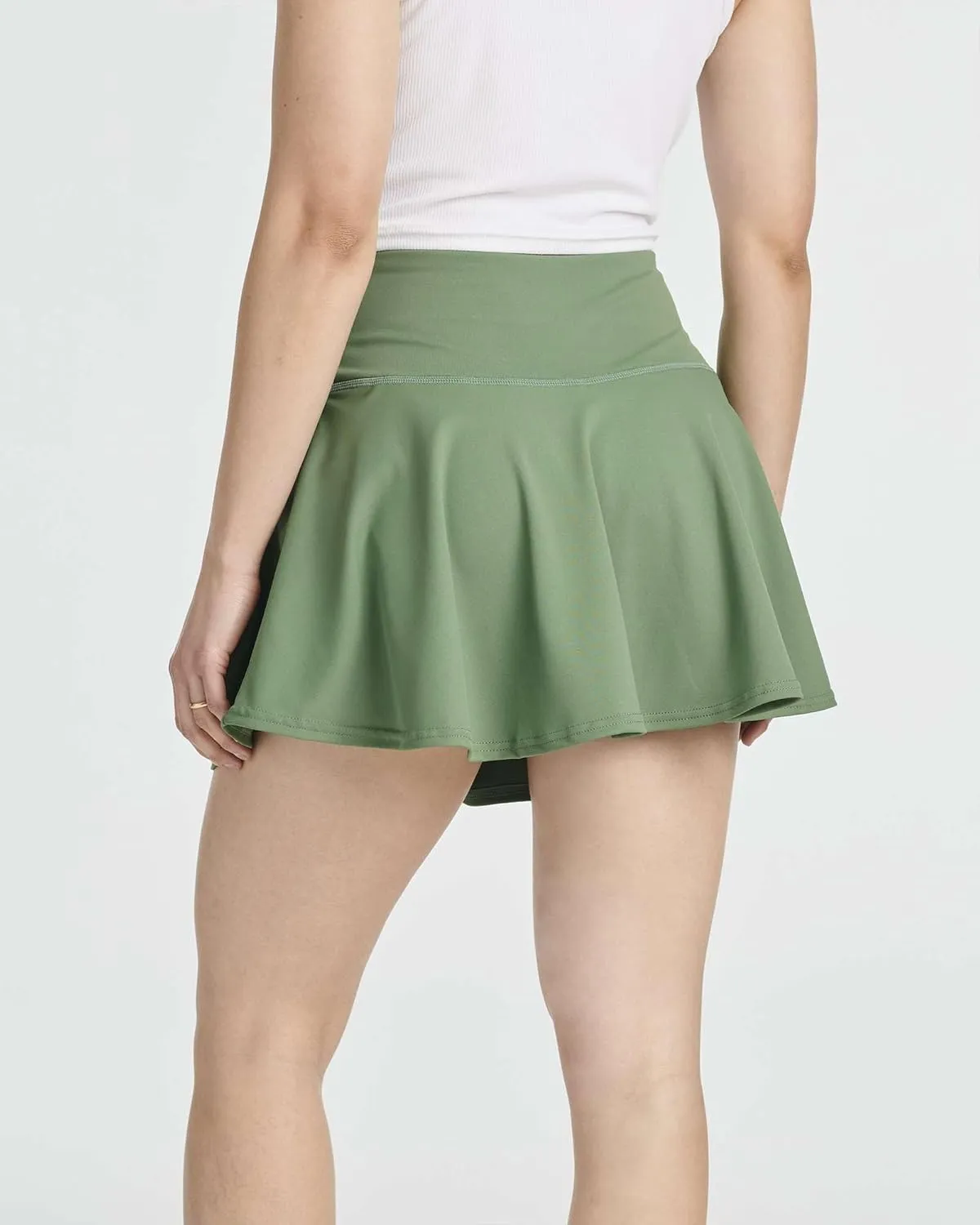 Real Essentials 4 Pack: Women's High Waisted Tennis Skirts Skater Skort Tummy Control Golf Shorts Pockets (Available in Plus)