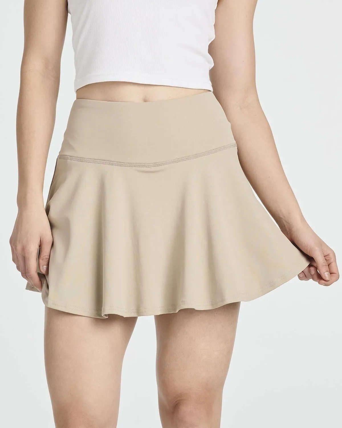 Real Essentials 4 Pack: Women's High Waisted Tennis Skirts Skater Skort Tummy Control Golf Shorts Pockets (Available in Plus)