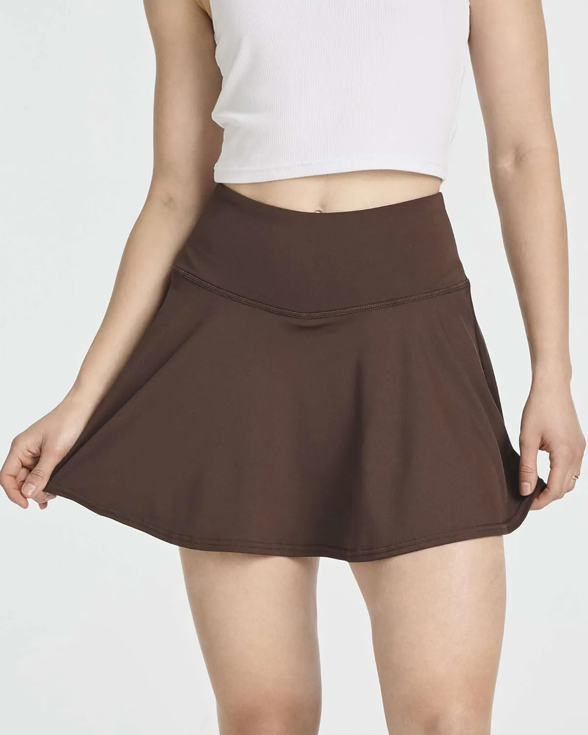 Real Essentials 4 Pack: Women's High Waisted Tennis Skirts Skater Skort Tummy Control Golf Shorts Pockets (Available in Plus)