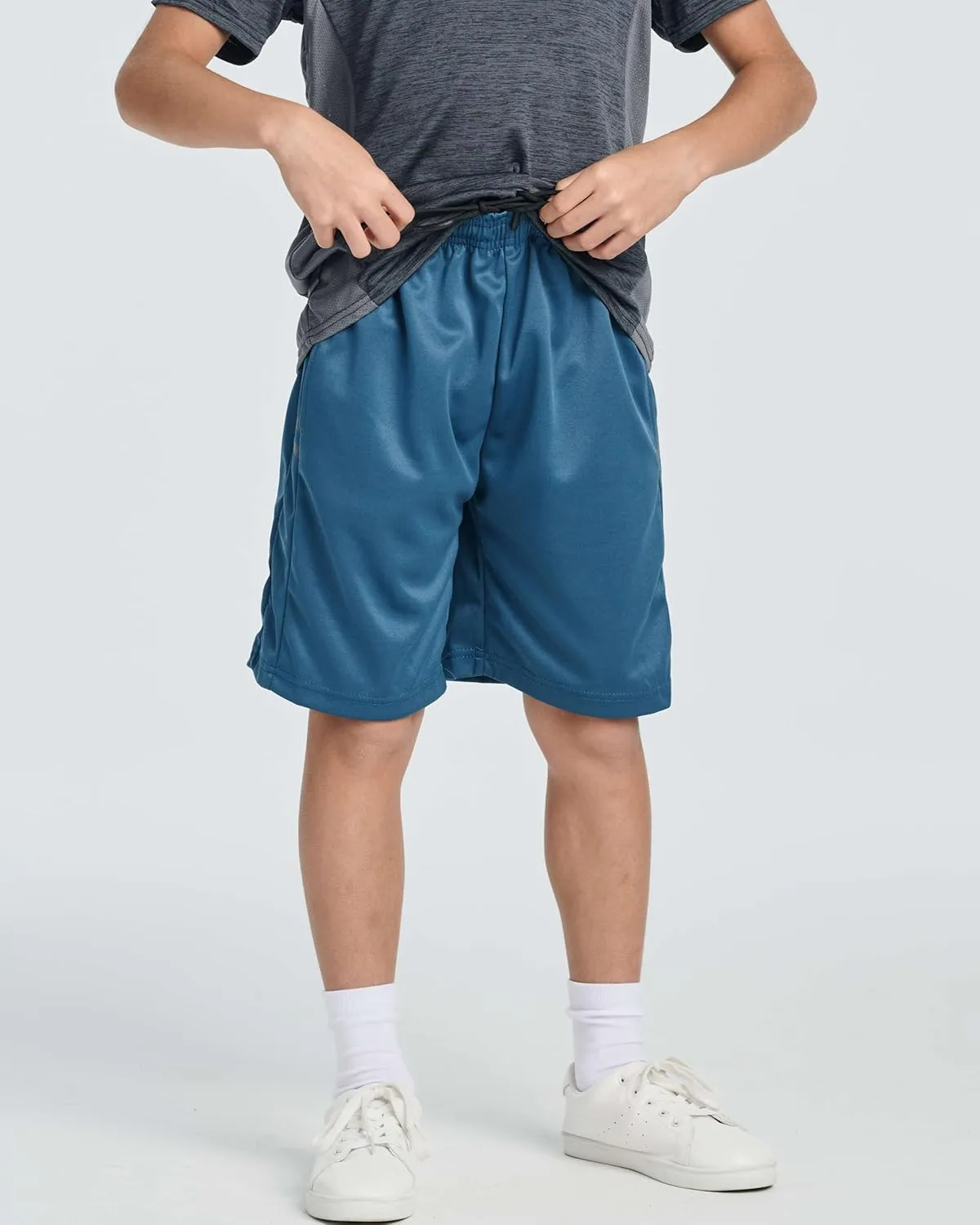 Real Essentials 5 Pack: Boys' Athletic Basketball Shorts with Pockets - Youth Activewear (Ages 4-18)