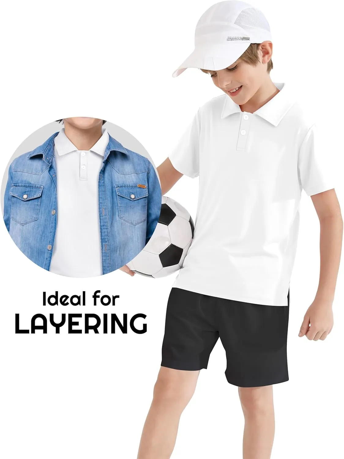 Resinta 3 Pack Boys Dry-Fit Active Athletic Performance Polo Short Sleeve Golf Shirt Cool Quick Dry Training Workout Shirts