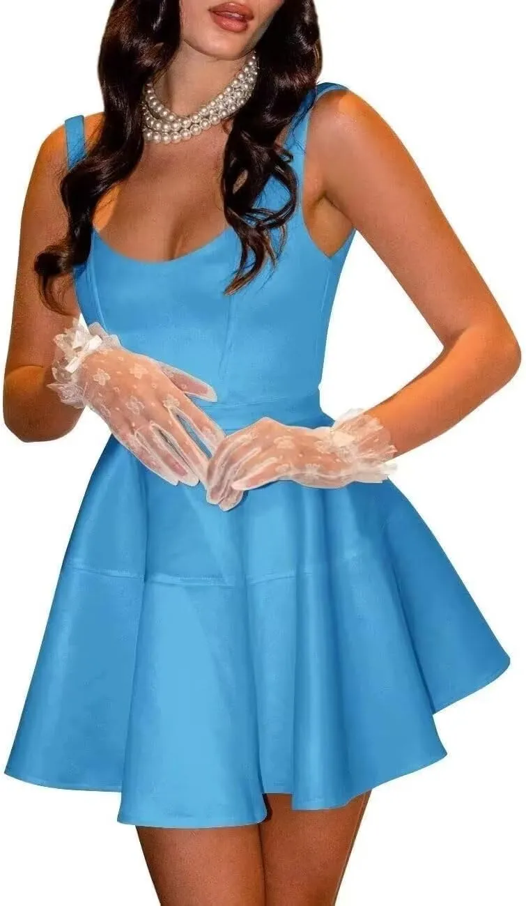 Satin Homecoming Dresses 2025 Corset Short Prom Dress for Women A Line Formal Cocktail Party Dress with Pockets