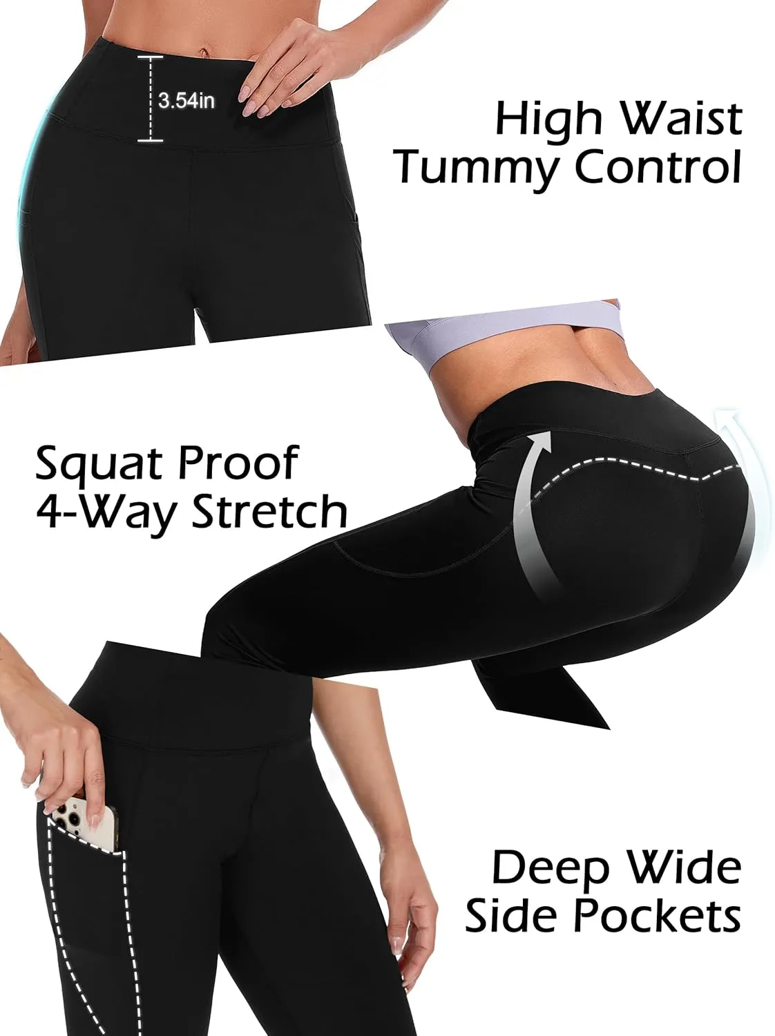 SEVEGO Tall Women's 30"/32"/34"/36" Yoga Leggings High Waist Workout Activewear Pants with Pockets