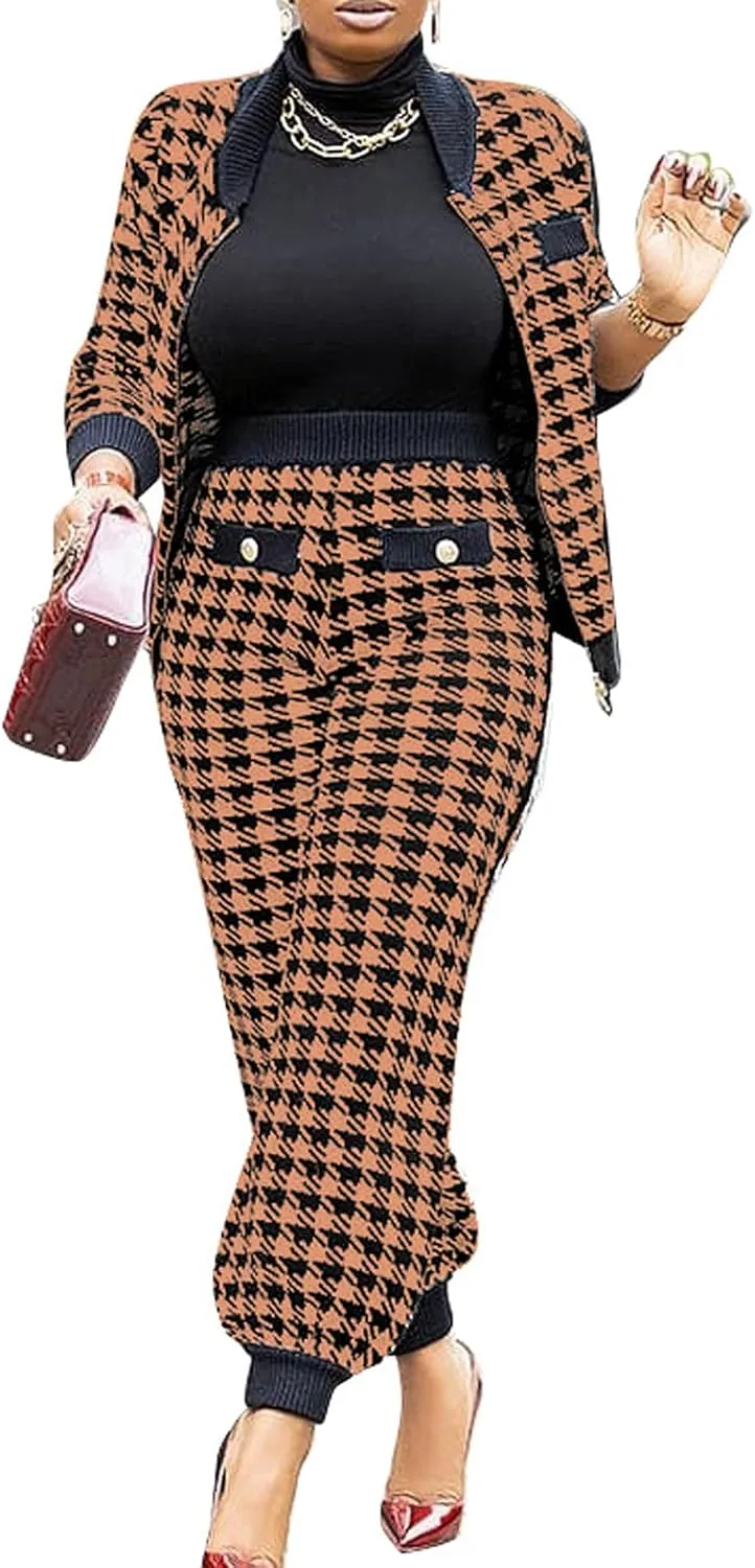 Sexyshine Women's Casual 2 Piece Outfits Printed Long Sleeve Zip Up Jacket Baggy Long Pants Workout Tracksuit Set Suits