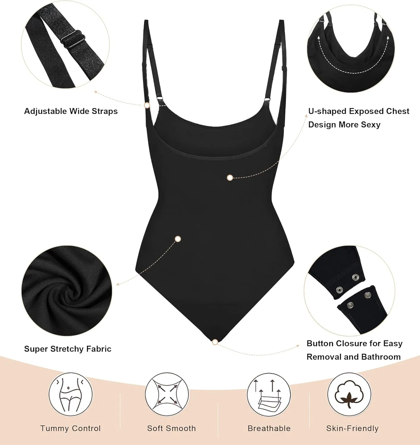 SHAPERX Open Bust Shapewear Tummy Control Bodysuits for Women Seamless Compression High Waisted Body Shaper