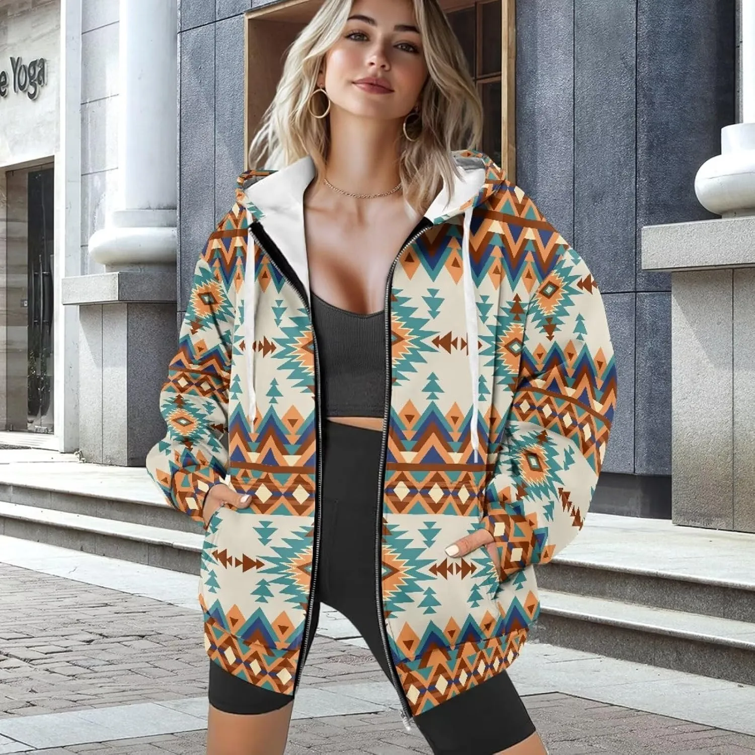 Showudesigns Zip Up Jackets for Women Plus Size Hoodies & Sweatshirts Fall Pullover Spring Tops