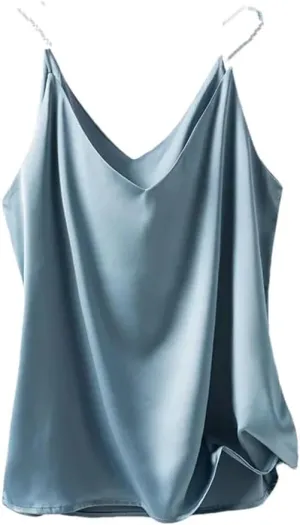 Silk Spaghetti Strap Tops for Women Summer Ice Silk Camisole Satin Crop Tops