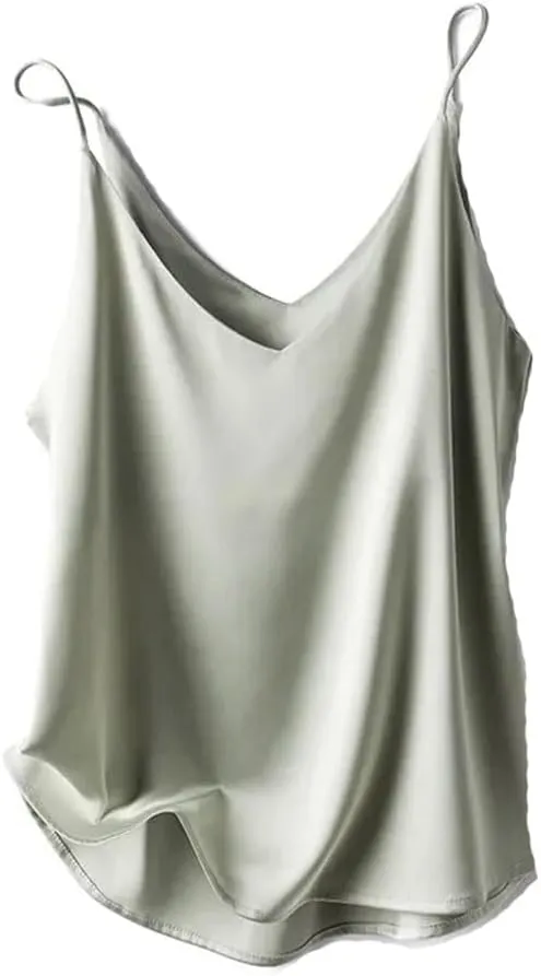 Silk Spaghetti Strap Tops for Women Summer Ice Silk Camisole Satin Crop Tops