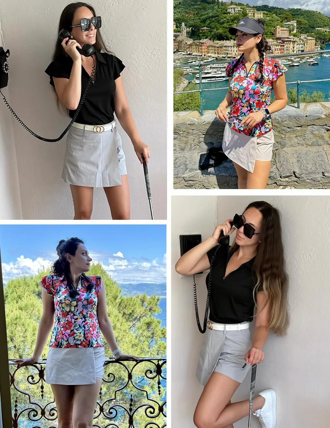 Soneven 15" Golf Shorts for Women with 2 Pockets High Waisted Athletic Skorts for Tennis Running