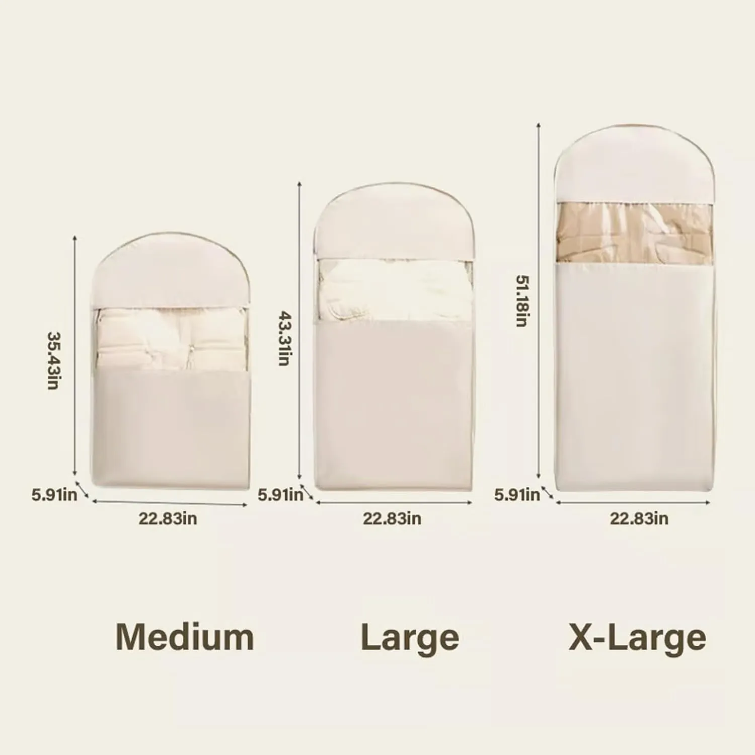 Space Saving Hanging Garment Bag with Self Compression Zipper, Space Saver Hanging Garment Bags, Winter Coat Storage (Pink, L)