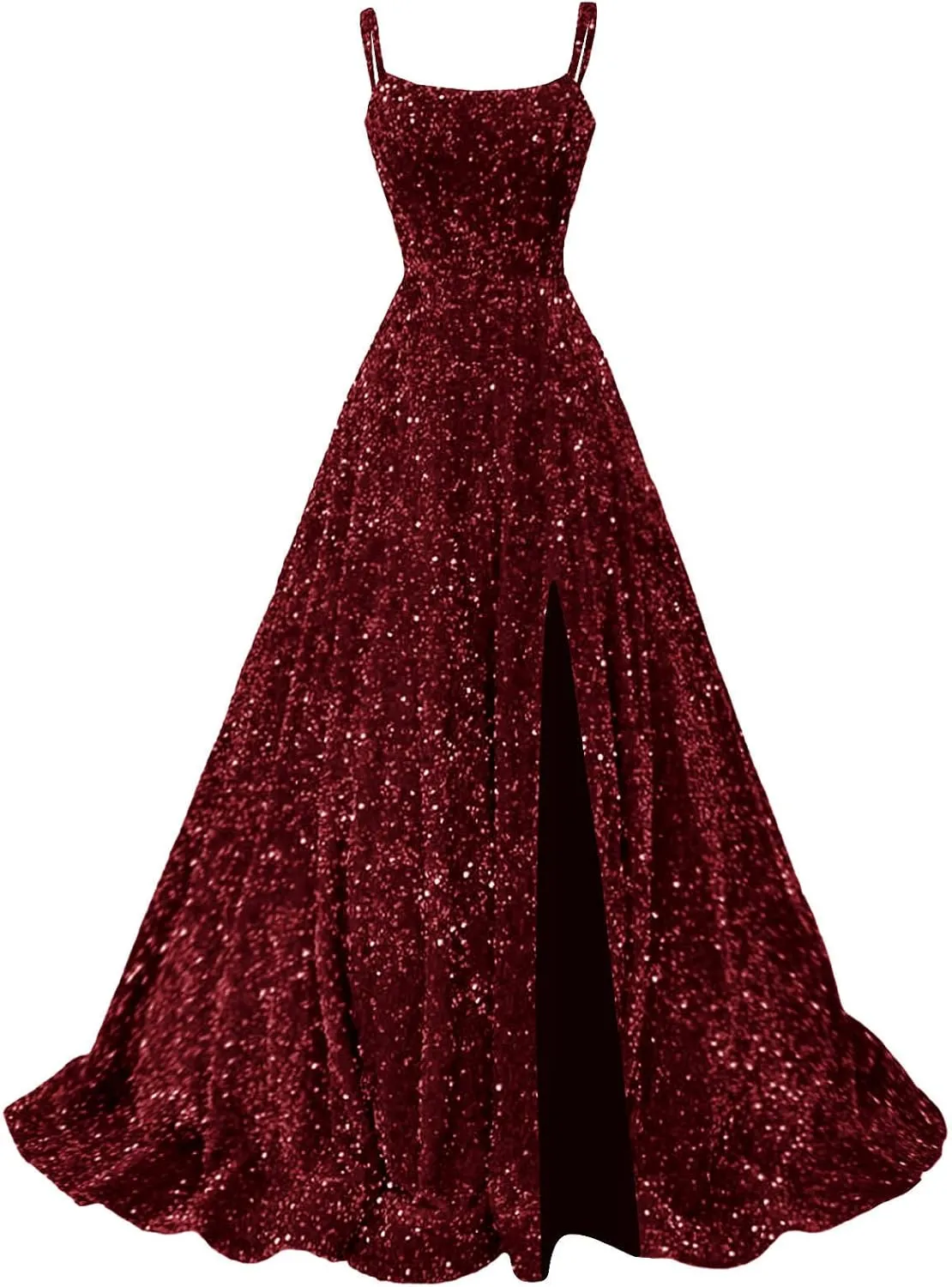 Sparkly Sequin Prom Dresses for Women 2025 Long Ball Gown Spaghetti Straps Formal Evening Gowns with Slit