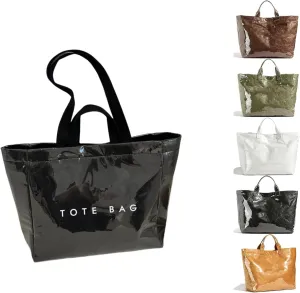 Stellaya Tote Bag, Plastic Tote Bag,Women's Letters Print Large Kraft Paper Carry All Bag Top Handle Clear Hobo Handbag
