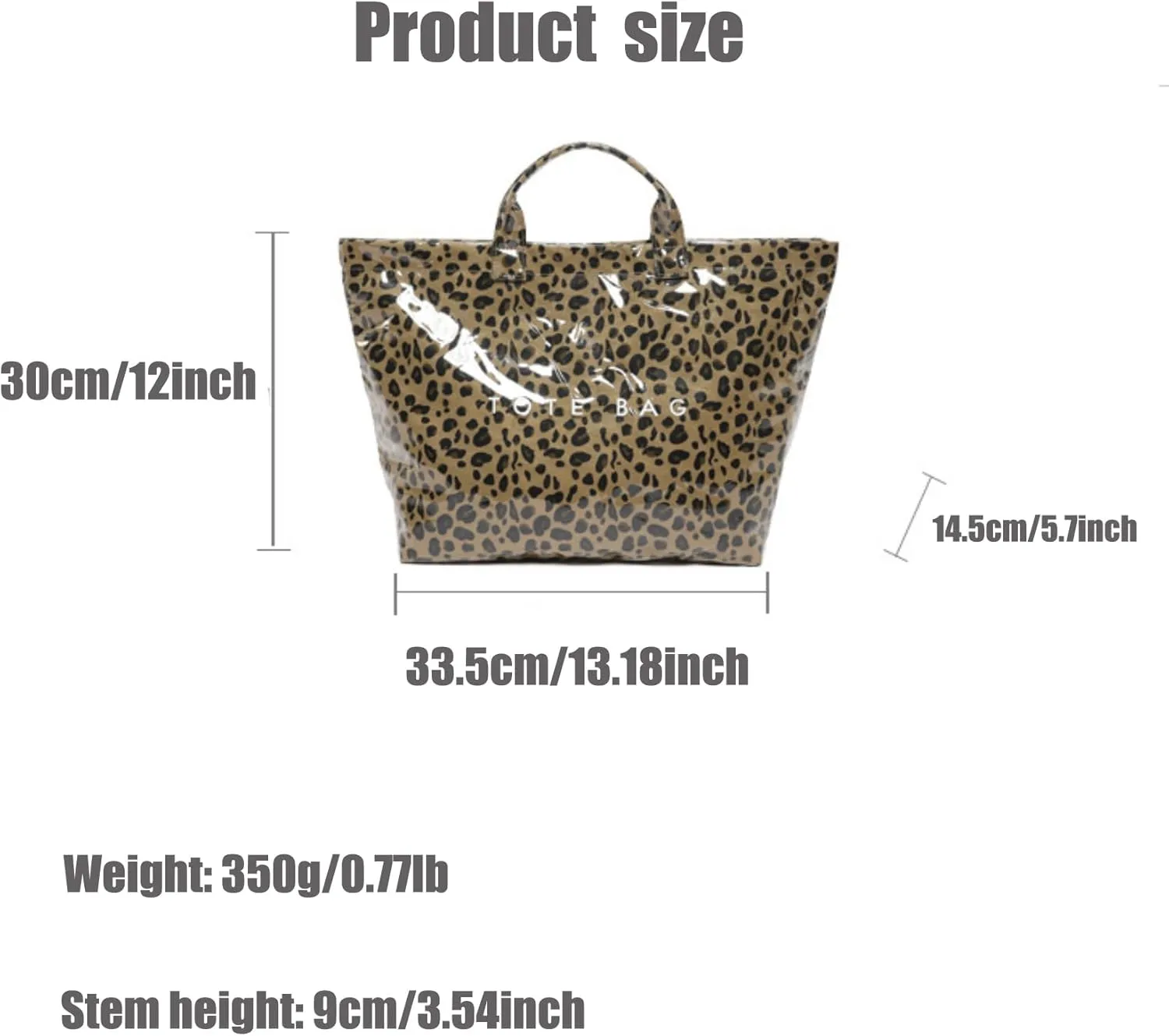Stellaya Tote Bag, Plastic Tote Bag,Women's Letters Print Large Kraft Paper Carry All Bag Top Handle Clear Hobo Handbag