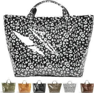 Stellaya Tote Bag, Plastic Tote Bag,Women's Letters Print Large Kraft Paper Carry All Bag Top Handle Clear Hobo Handbag