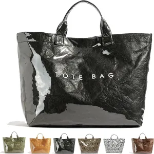 Stellaya Tote Bag, Plastic Tote Bag,Women's Letters Print Large Kraft Paper Carry All Bag Top Handle Clear Hobo Handbag