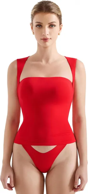 SUUKSESS Womens Square Neck Going Out Tank Tops Double Lined Summer Sleeveless Business Casual Shirt