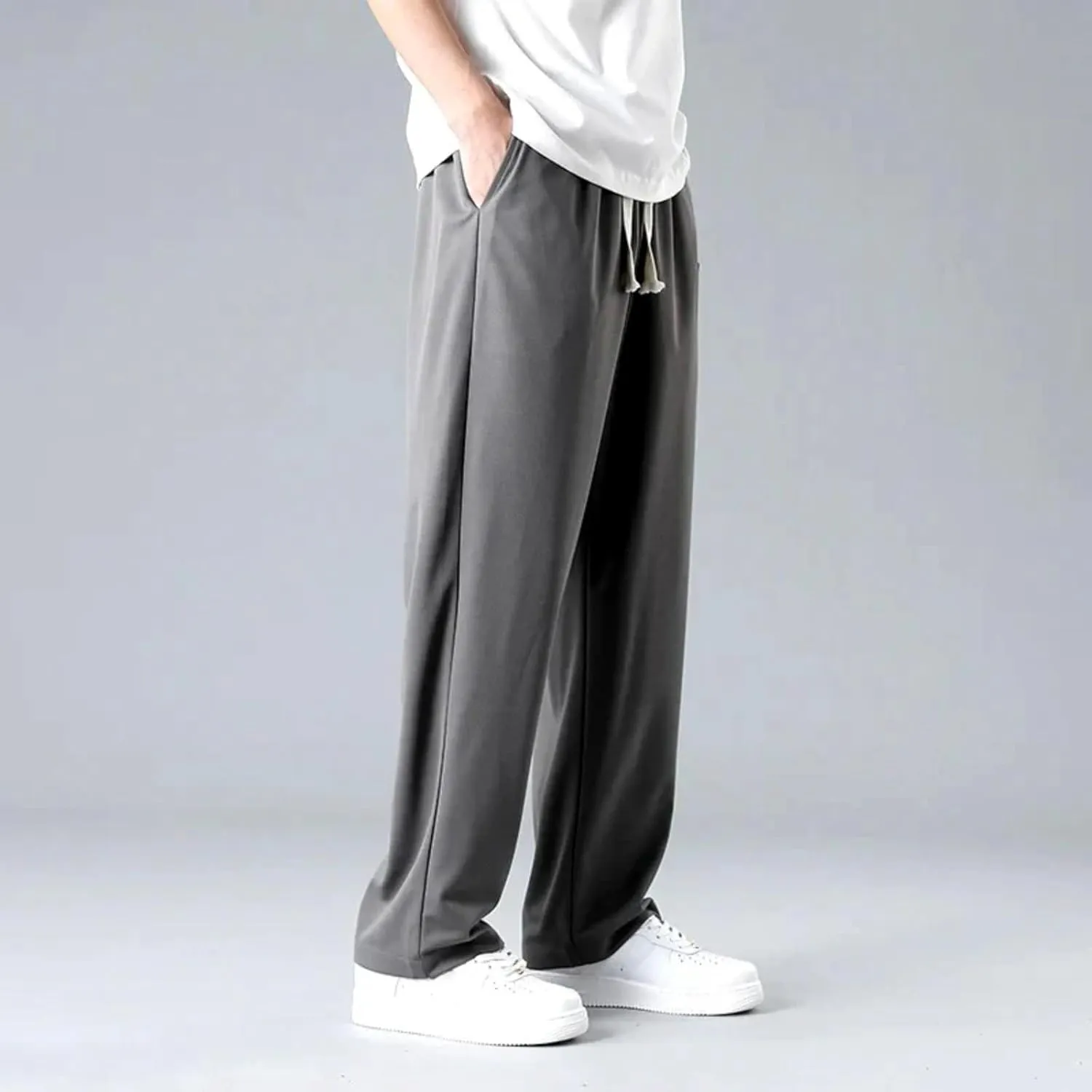 Sweatpants for Men Relaxed Fit Straight Wide Leg Elastic Waist Joggers Casual Plus Size Drawstring Hiking Athletic Pants
