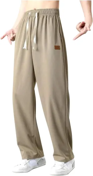 Sweatpants for Men Relaxed Fit Straight Wide Leg Elastic Waist Joggers Casual Plus Size Drawstring Hiking Athletic Pants