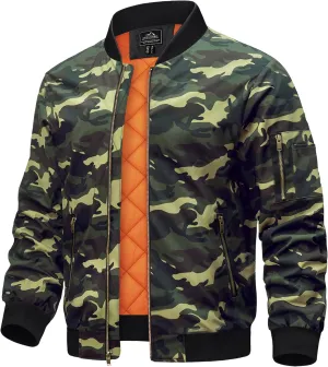 TACVASEN Men's Jackets-Bomber Jacket Fall Winter Warm Windbreaker Full Zip Casual Padded Coats