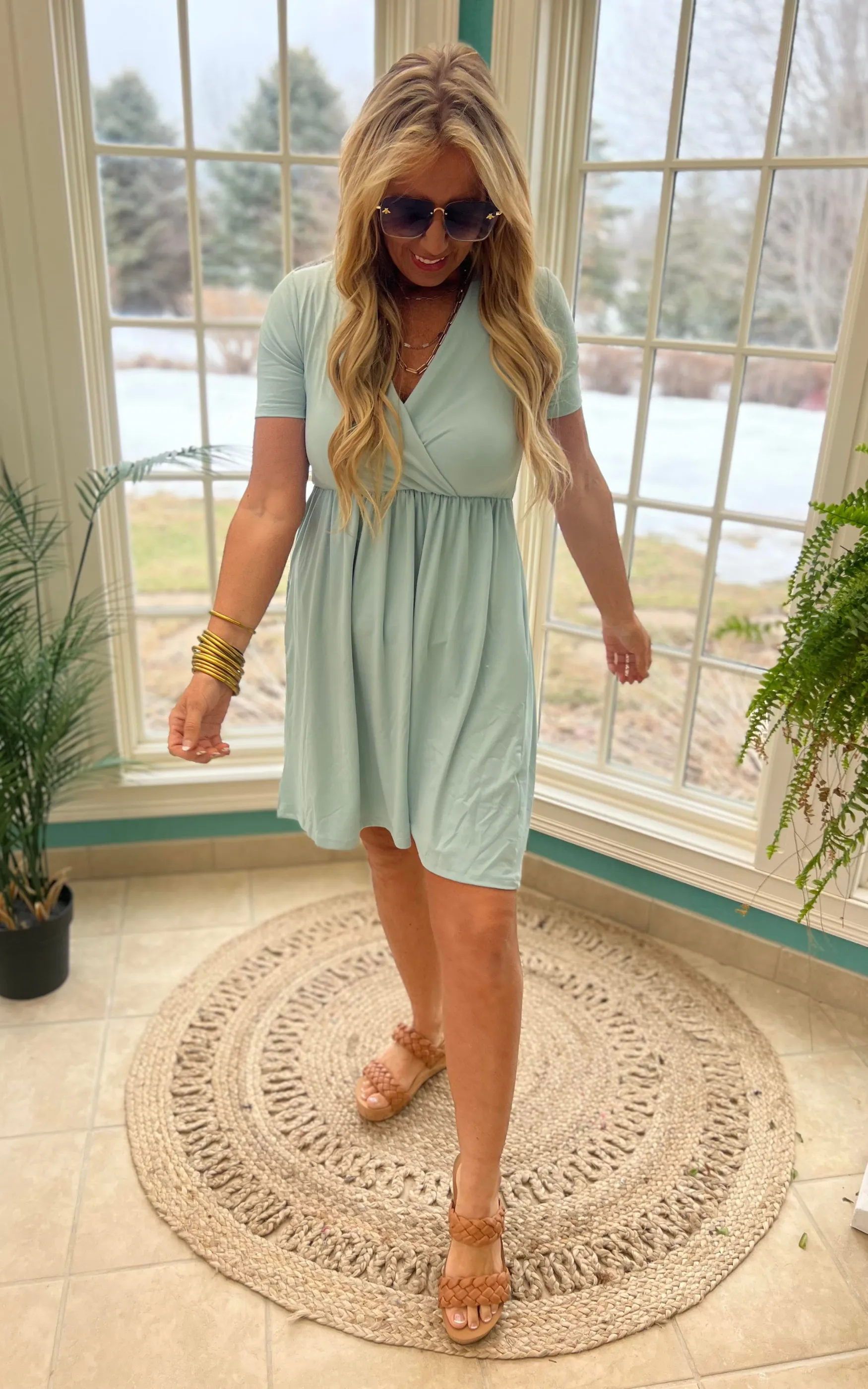 The Hillary Short Sleeve Surplice Dress | FINAL SALE