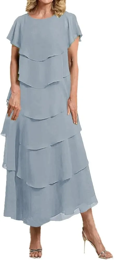 Tiered Mother of The Bride Dresses for Wedding 2025 Chiffon Formal Dresses Grandmother of Bride Dress