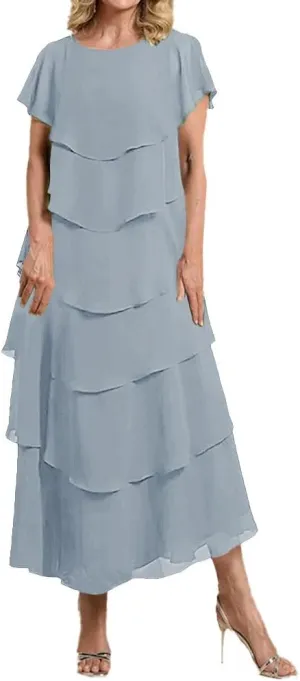 Tiered Mother of The Bride Dresses for Wedding 2025 Chiffon Formal Dresses Grandmother of Bride Dress