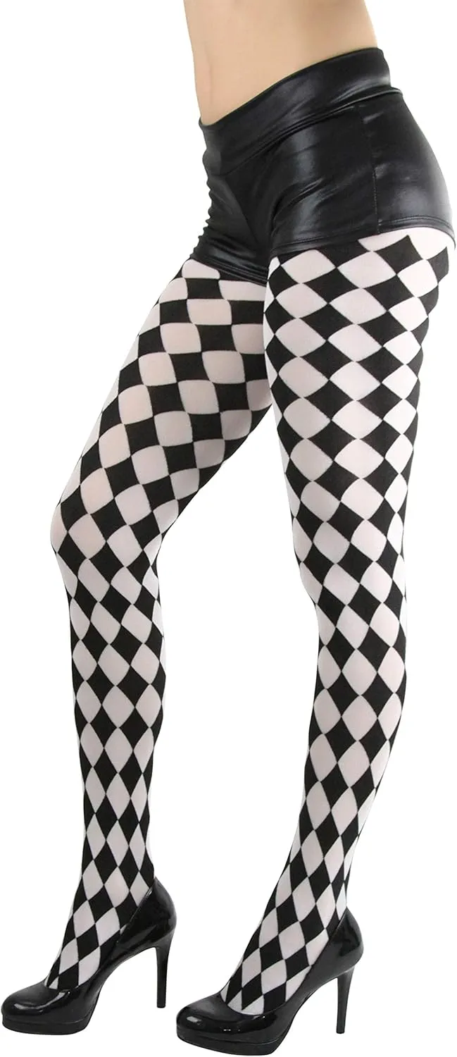 ToBeInStyle Women's Harlequin Designed Opaque Full Footed Pantyhose