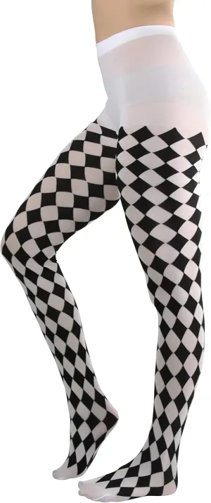 ToBeInStyle Women's Harlequin Designed Opaque Full Footed Pantyhose