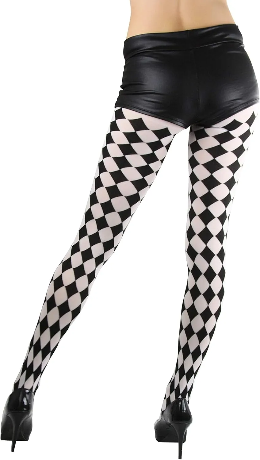 ToBeInStyle Women's Harlequin Designed Opaque Full Footed Pantyhose