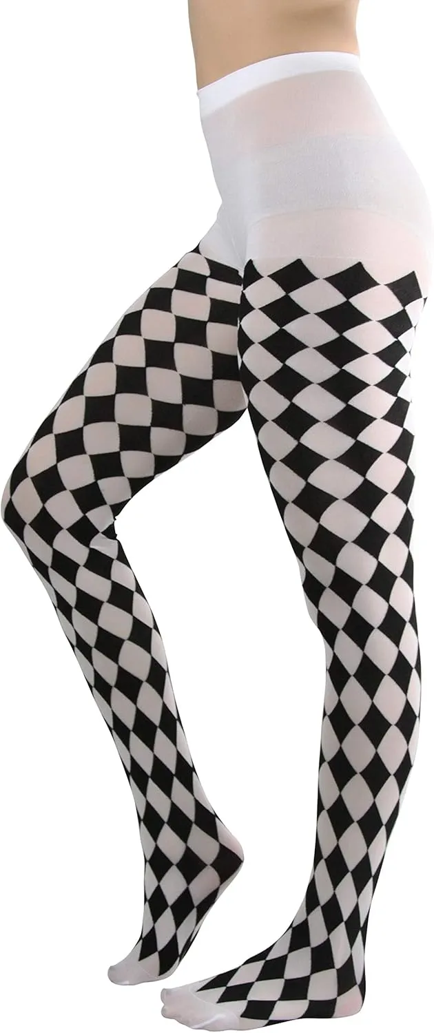 ToBeInStyle Women's Harlequin Designed Opaque Full Footed Pantyhose