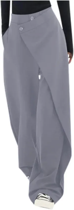 Trousers Pants for Women Asymmetrical Patchwork Design Flowy Straight Wide Leg High Waist Loose Fit Casual Long Pants