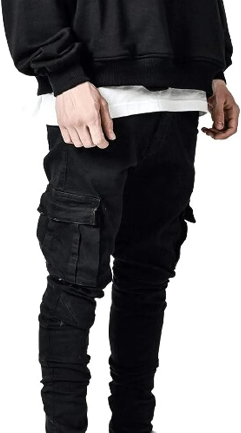Uillui Men's Moto Biker Washed Distressed Jeans Straight Leg Slim Fit Jeans Pant 7 Pockets Stretch Denim Ripped Skinny Jeans