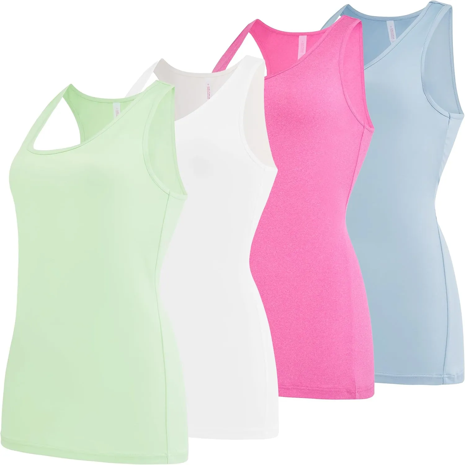 Ultra Performance Womens Athletic Workout Tank Tops 4 Pack Women's Running Shirts Casual Loose fit Gym Tanks for Women