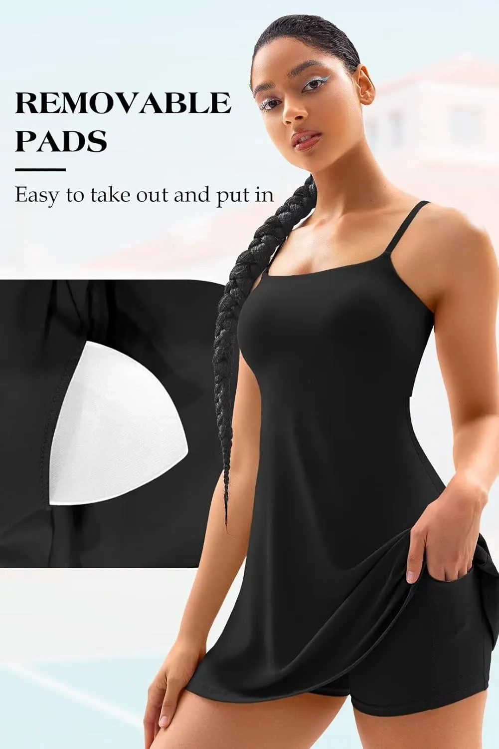 Vertvie Women's Tennis Dress with Built-in Shorts & Bra Workout Backless Golf Dress Activewear Exercise Dresses with Pockets