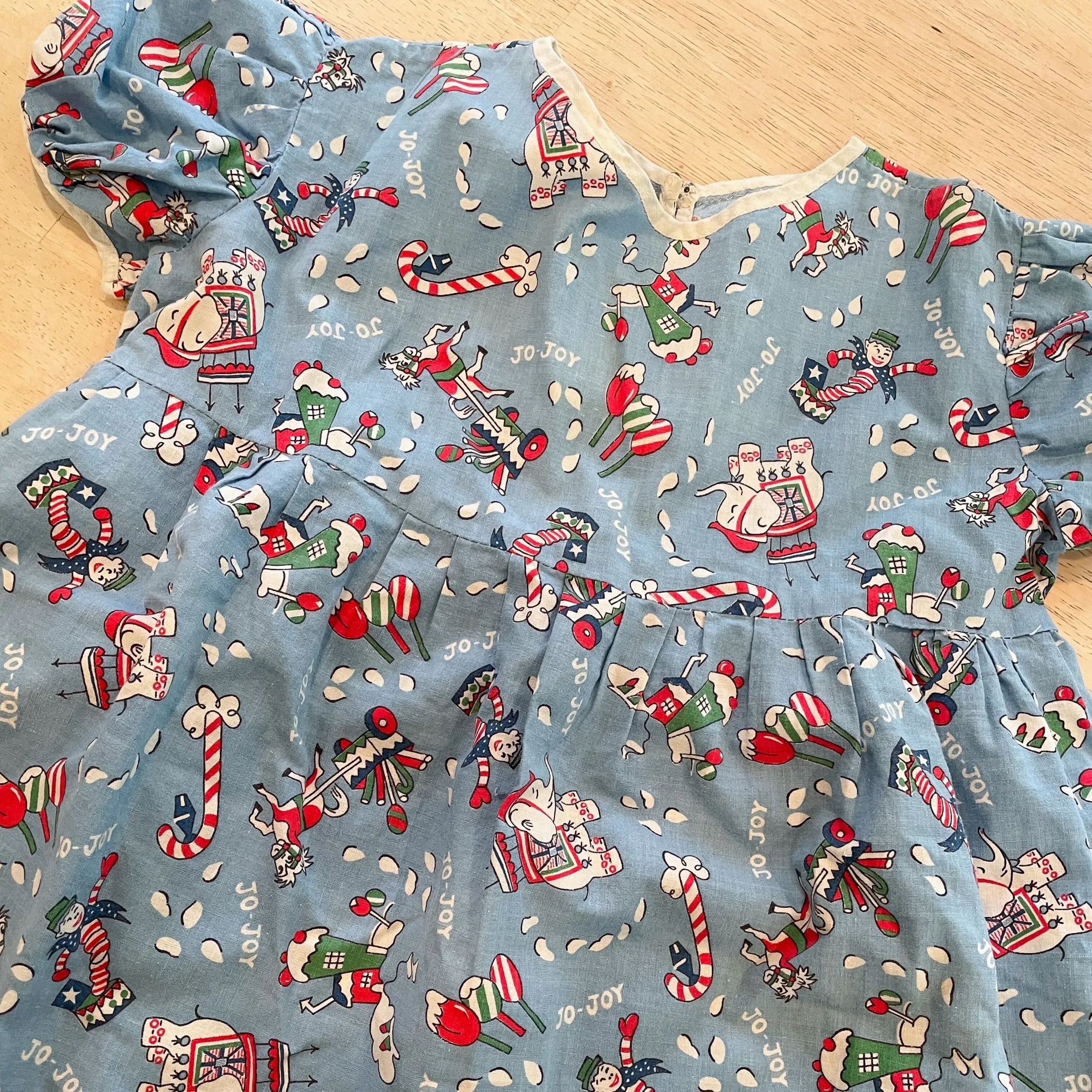 Vintage 50s Little Girls Christmas Dress, Novelty Print