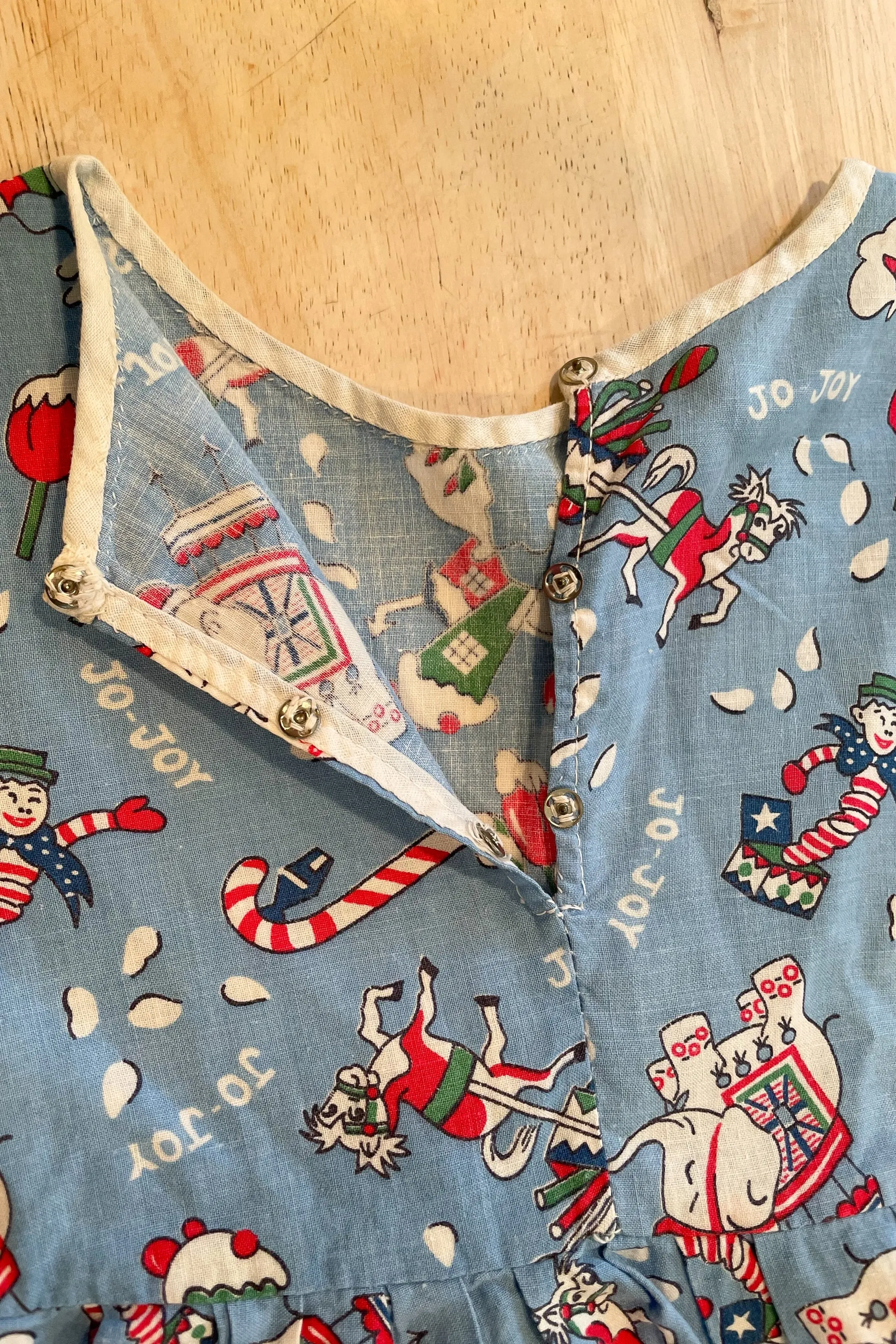 Vintage 50s Little Girls Christmas Dress, Novelty Print