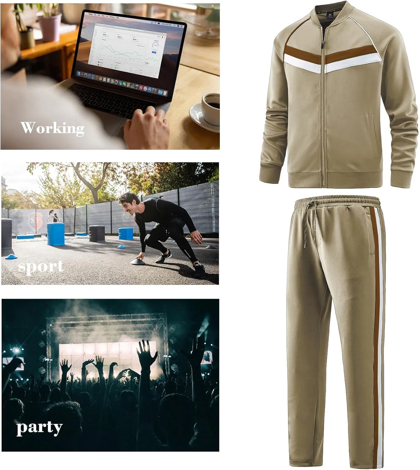 W JIANWANG Men's Casual Tracksuits Long Sleeve Jogging Suits Sweatsuit Sets Track Jackets and Pants 2 Piece Outfit