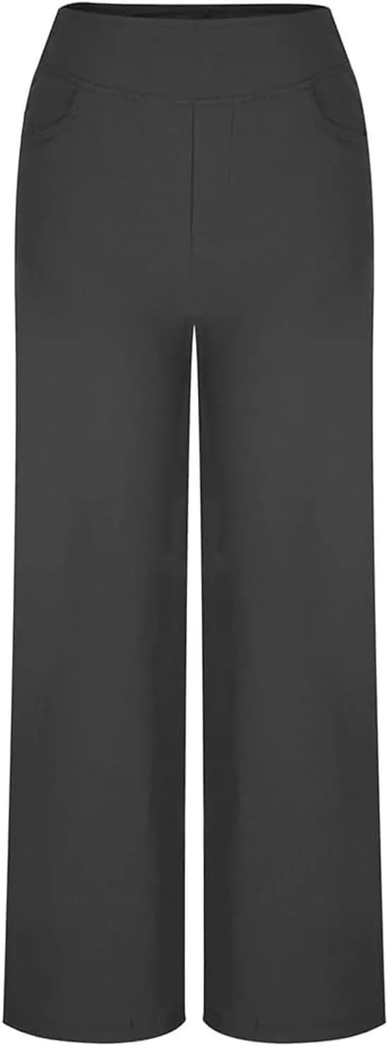 Wide Leg Jeans for Women Pull On High Waisted Tummy Control Pants Trendy Straight Leg Stretchy Baggy Jeans Denim Pant